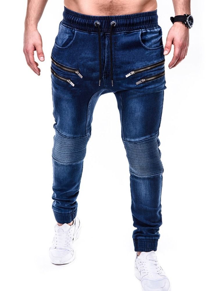 Pencil Byxor Slitna Mid Midja Hiphop Herr Jeans