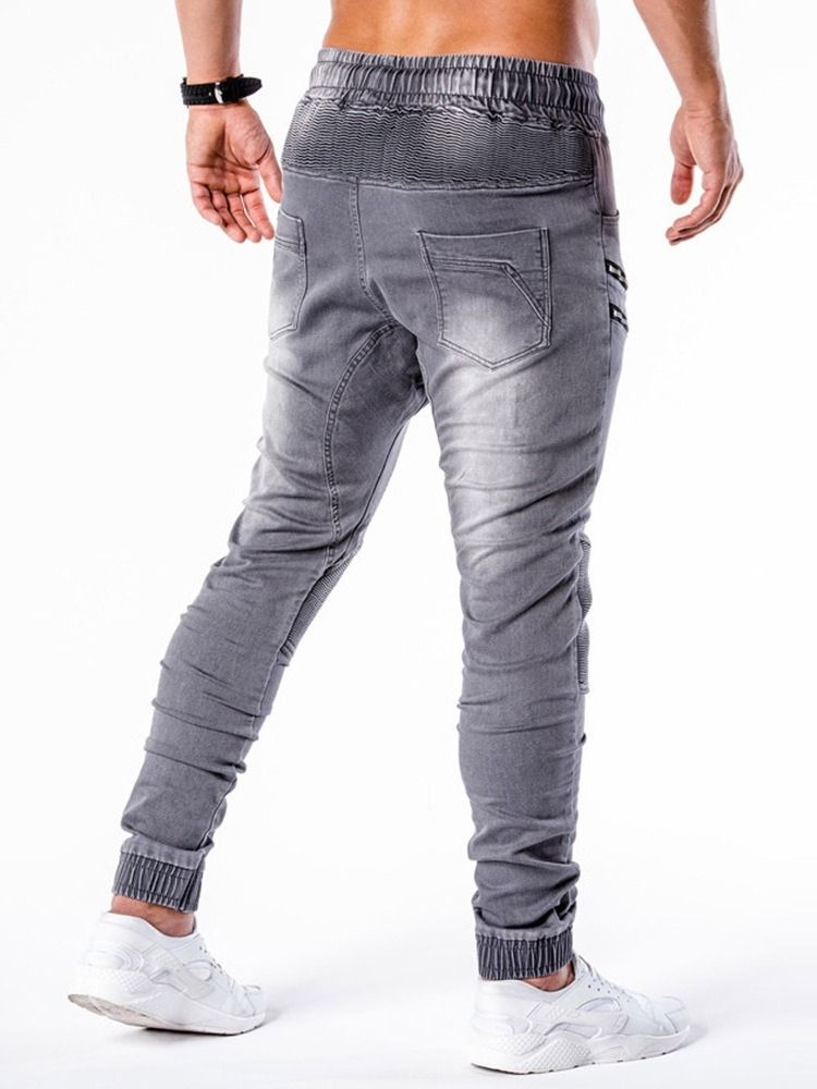 Pencil Byxor Slitna Mid Midja Hiphop Herr Jeans