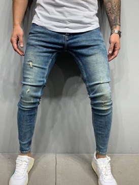 Pencil Byxor Vanliga Slitna Mid Waist Europeiska Casual Jeans