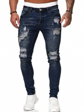 Pencil Pants Enkelt Hål Med Mitten Av Midjan European Fashion Jeans