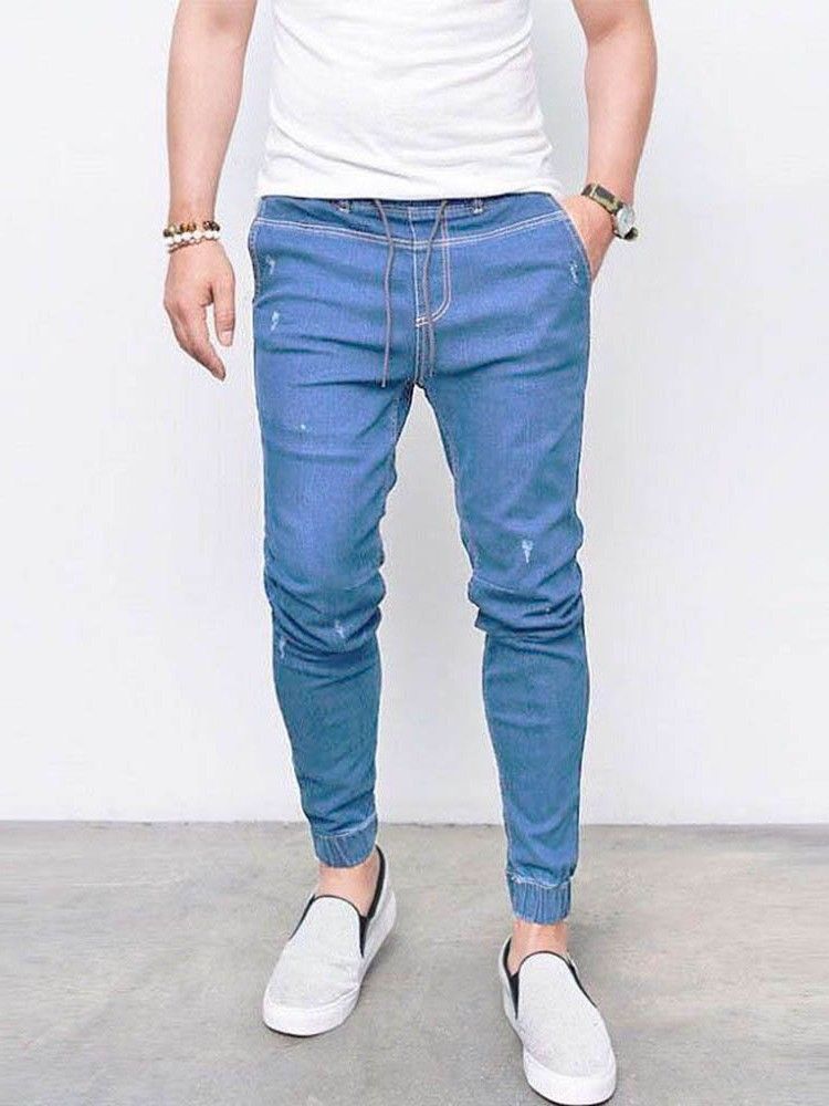 Pencil Pants Plain Pocket Herr Casual Jeans