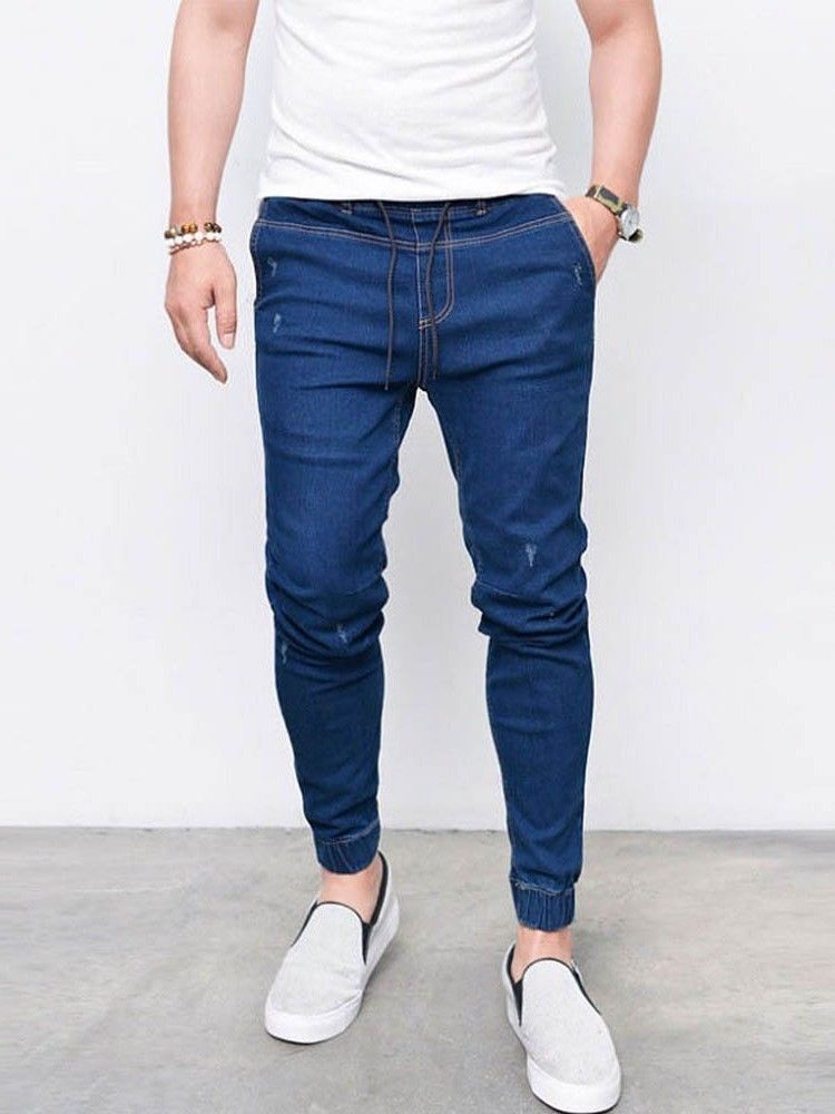 Pencil Pants Plain Pocket Herr Casual Jeans