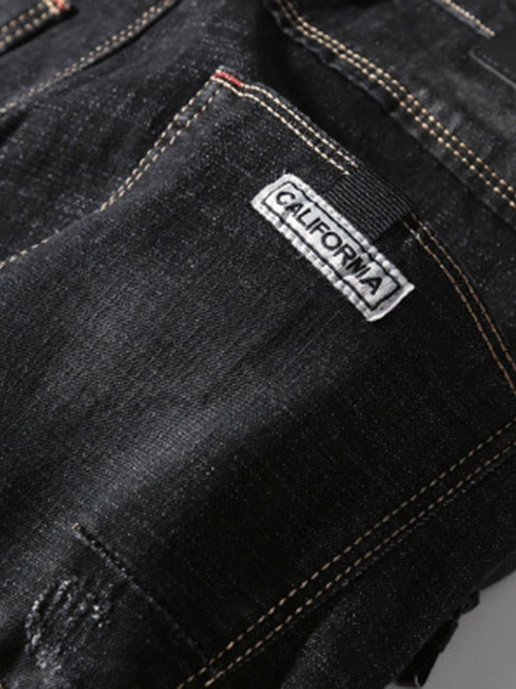 Plain Pocket Zipper Mid Waist Casual Jeans