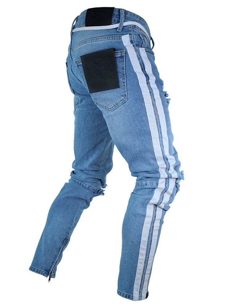 Pocket Jeans Med Mid Midja För Män
