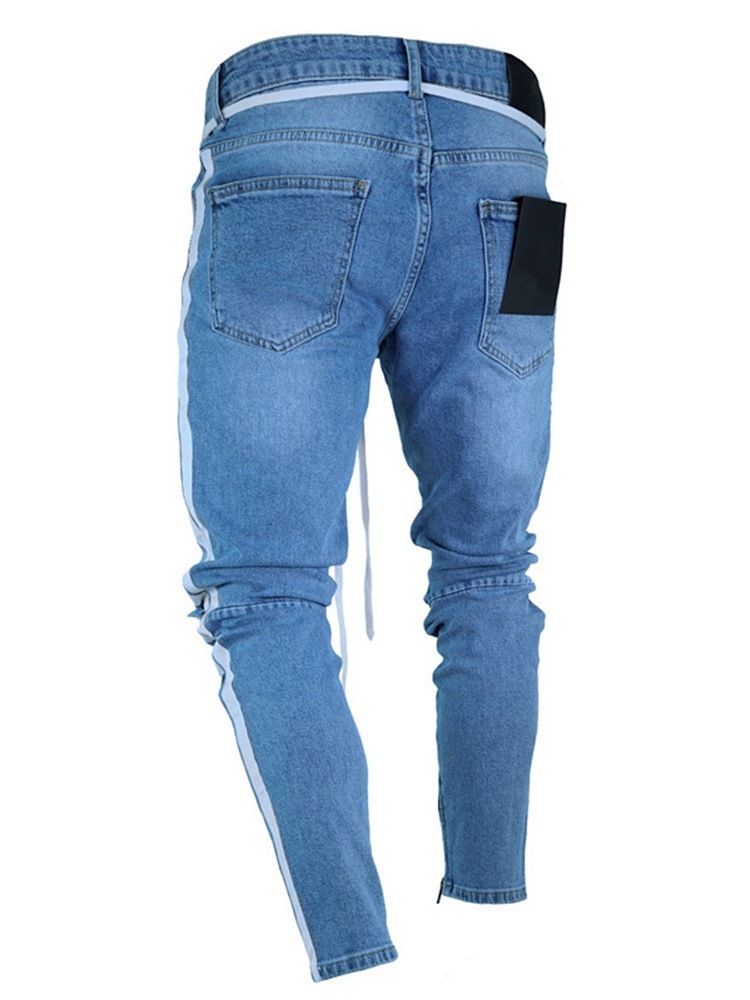 Pocket Jeans Med Mid Midja För Män