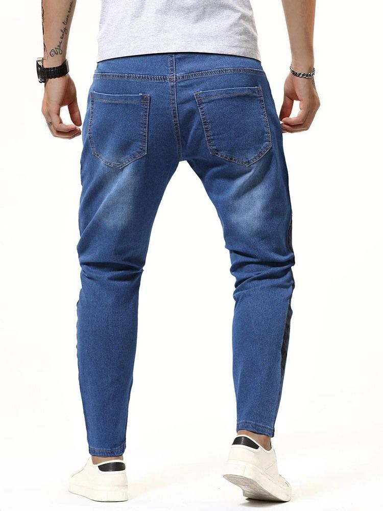 Pocket Pencil Byxor Dragkedja Micro-Elastic Herr Casual Jeans