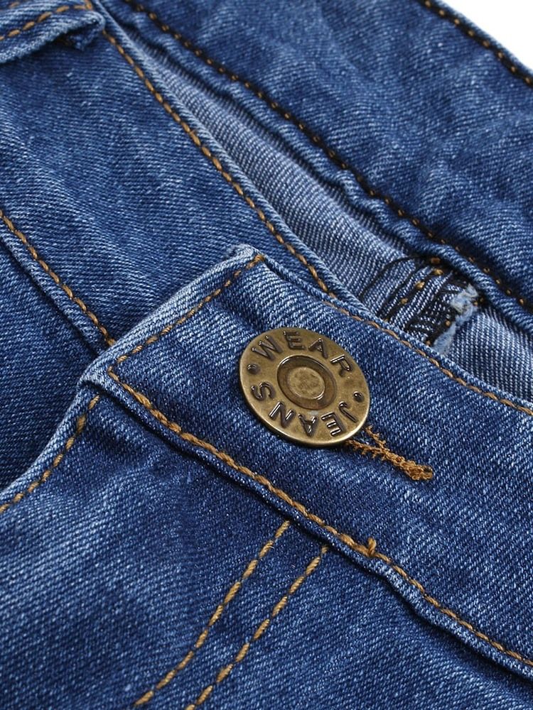 Pocket Pencil Byxor Dragkedja Micro-Elastic Herr Casual Jeans
