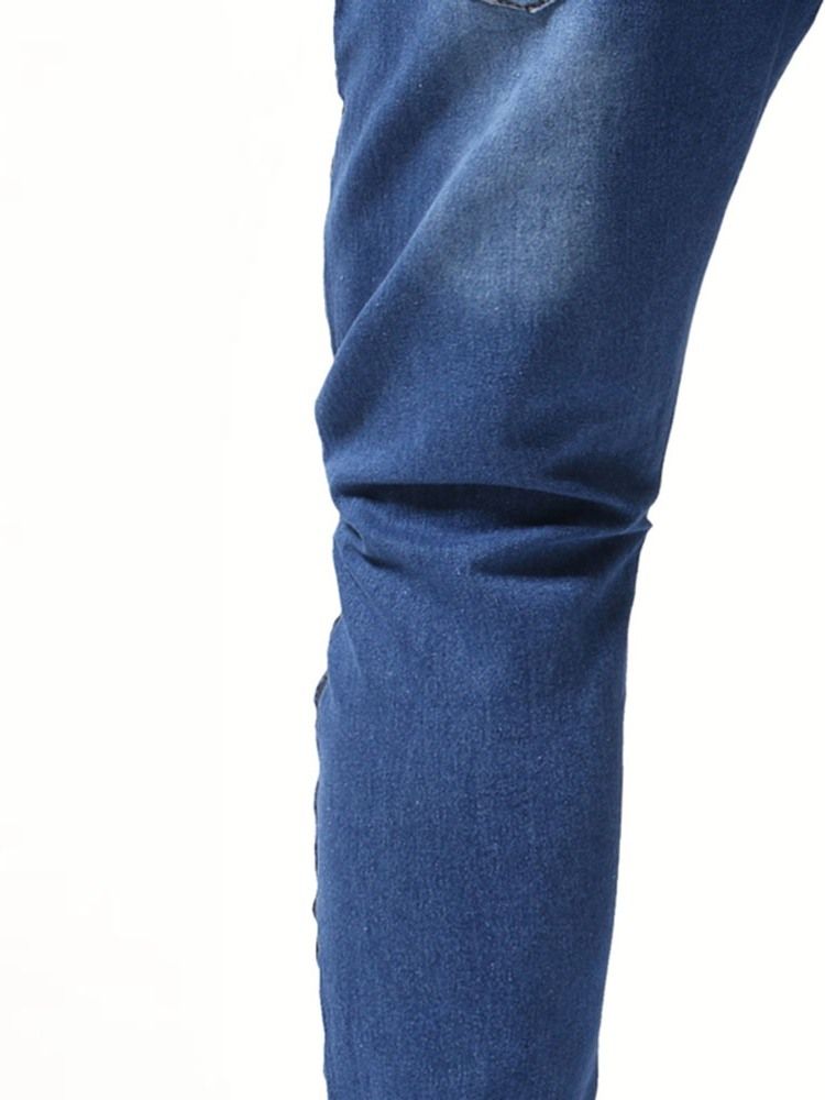 Pocket Pencil Byxor Dragkedja Micro-Elastic Herr Casual Jeans