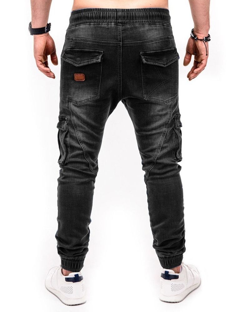 Pocket Pencil Pants Casual Mid Waist Jeans