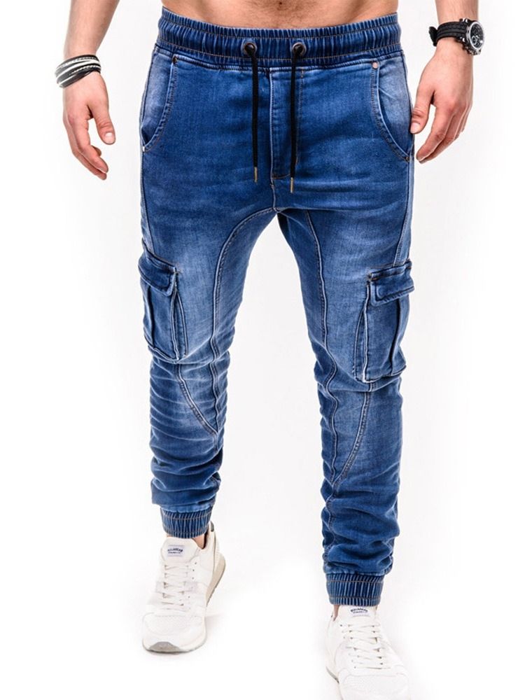 Pocket Pencil Pants Casual Mid Waist Jeans
