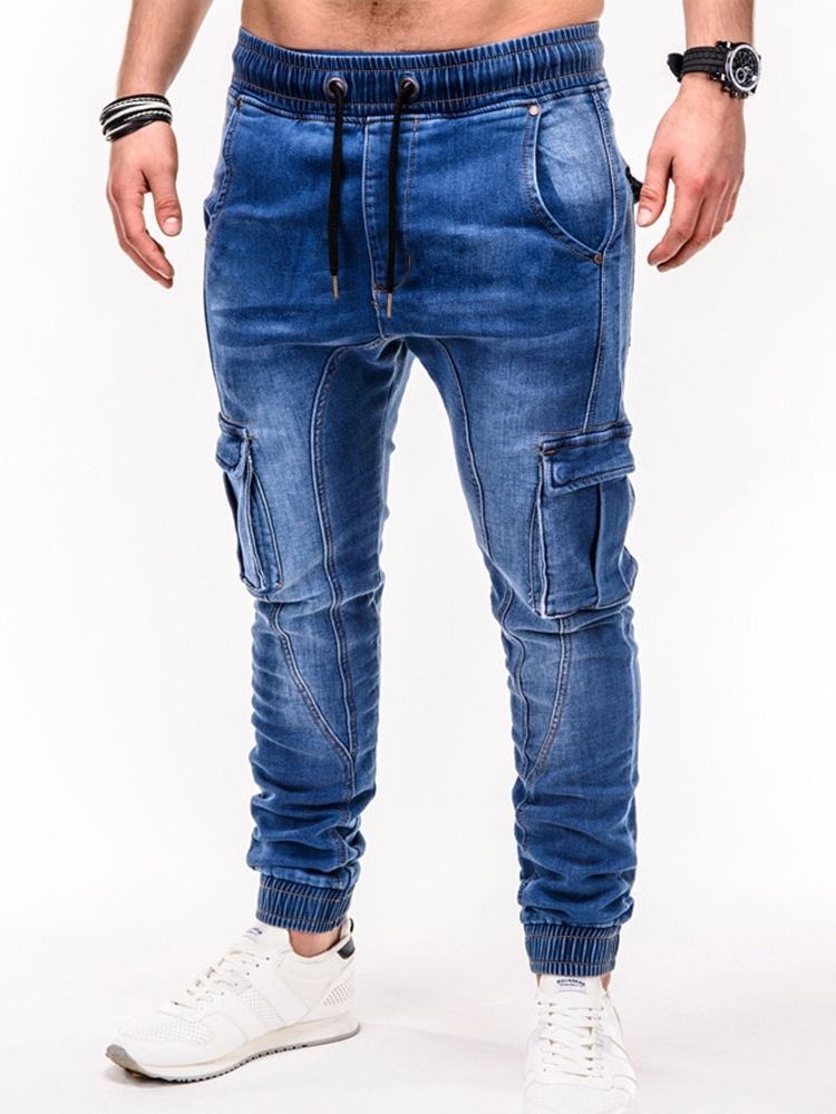 Pocket Pencil Pants Casual Mid Waist Jeans