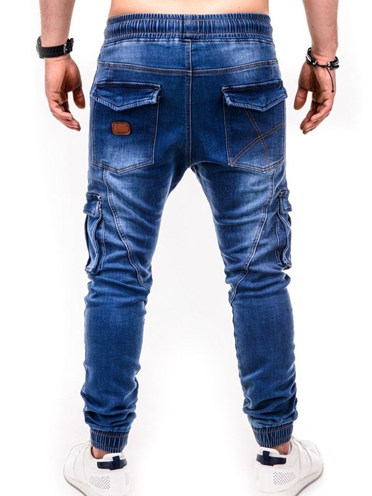 Pocket Pencil Pants Casual Mid Waist Jeans