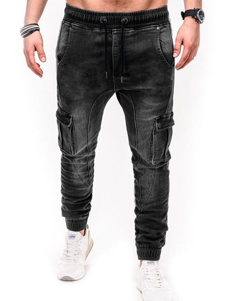 Pocket Pencil Pants Casual Mid Waist Jeans