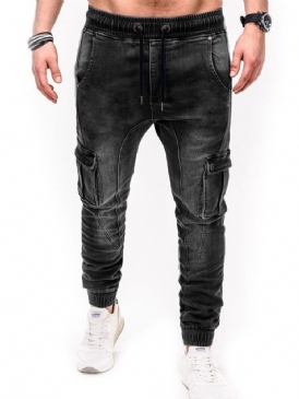 Pocket Pencil Pants Casual Mid Waist Jeans