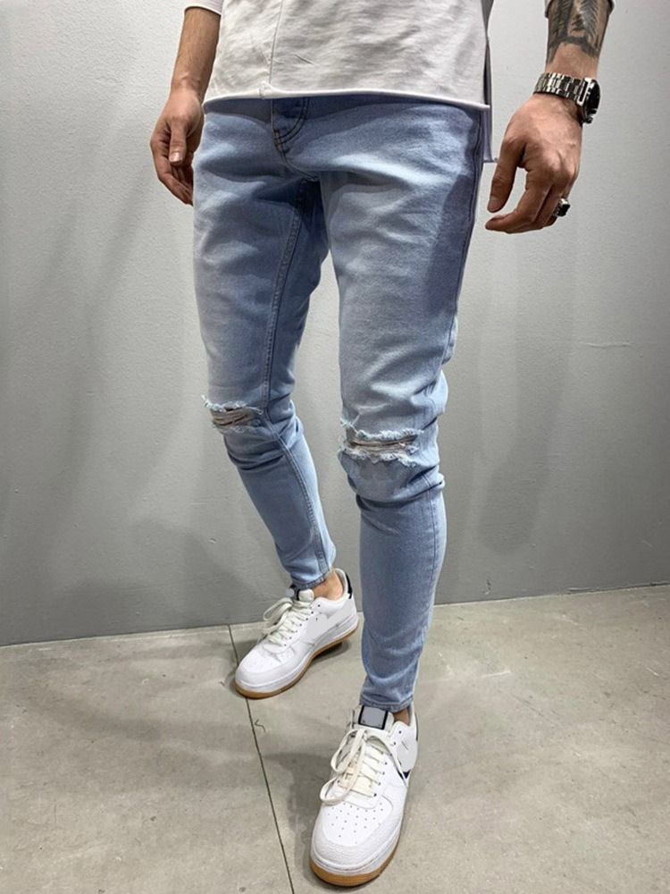 Pocket Pencil Pants Mid Waist Dragkedja Herrjeans