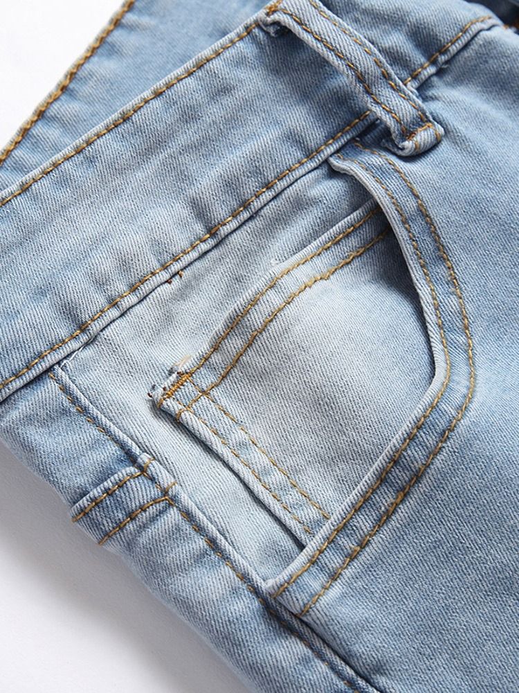 Pocket Pencil Pants Mid Waist Dragkedja Herrjeans