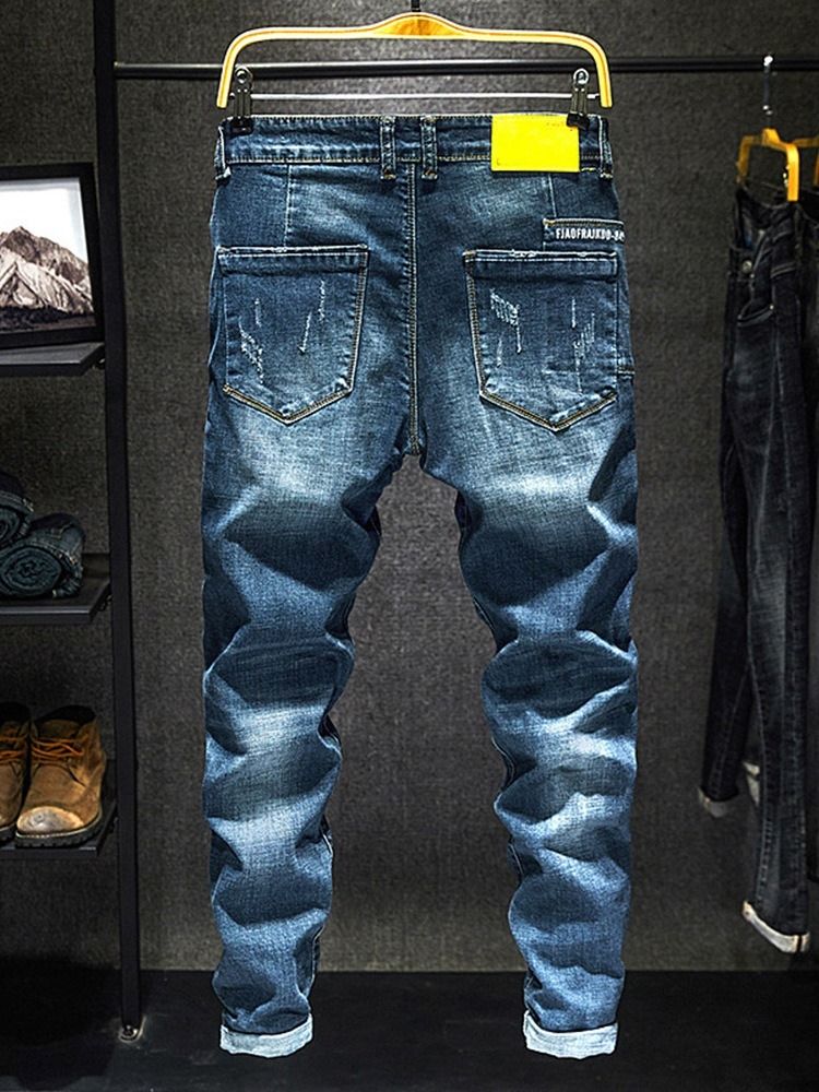 Pocket Vanliga Jeans Med Dragkedja I Mitten Av Midjan