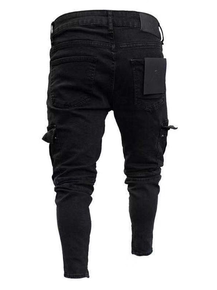 Pocket Vanliga Mid Waist Europeiska herrjeans