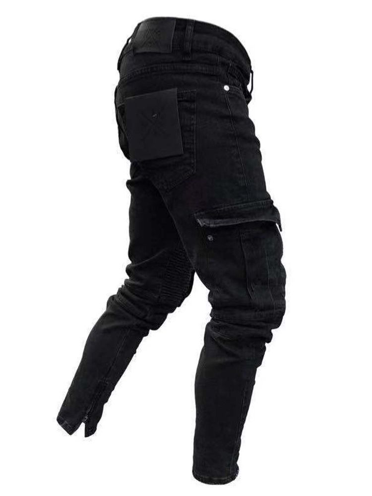 Pocket Vanliga Mid Waist Europeiska herrjeans