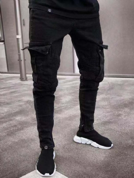 Pocket Vanliga Mid Waist Europeiska herrjeans
