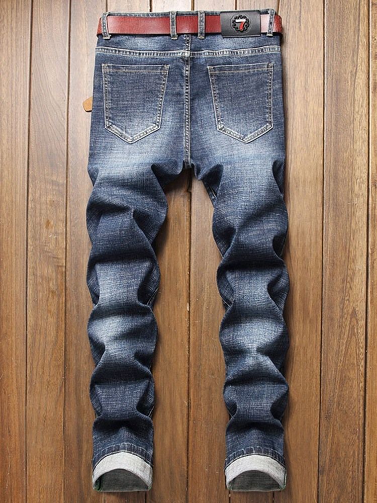Print Rak Midja Casual Jeans