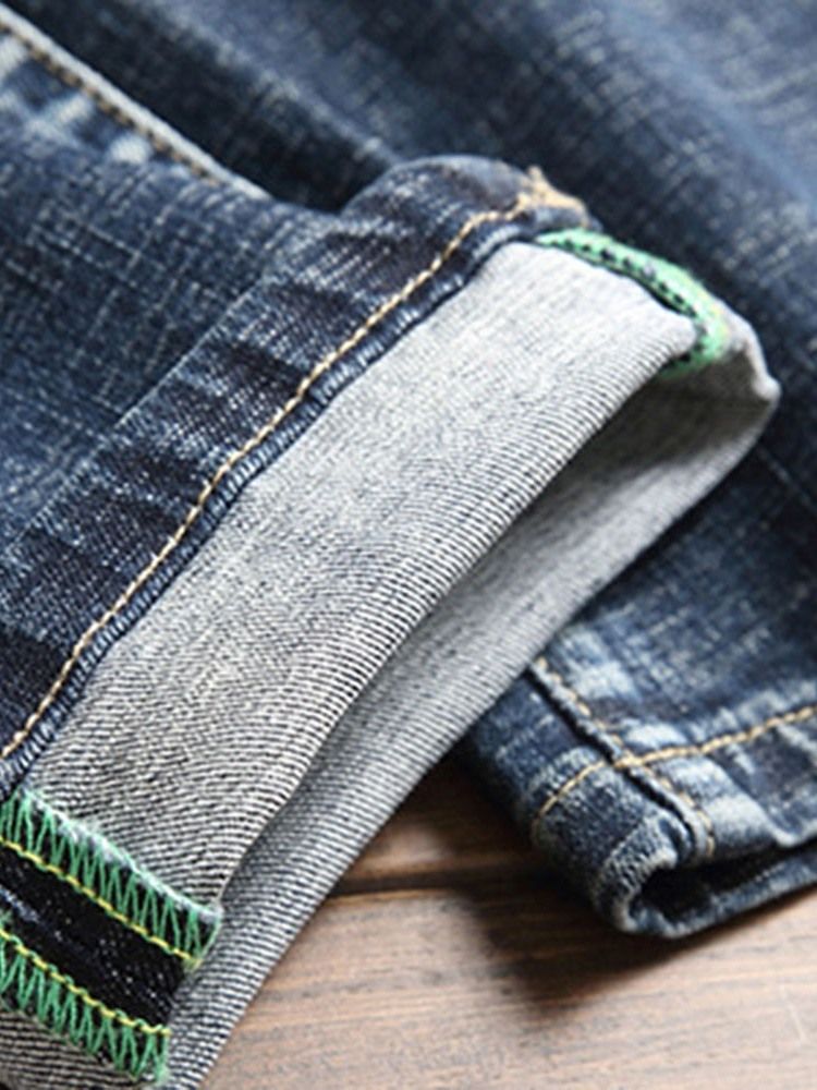 Print Rak Midja Casual Jeans