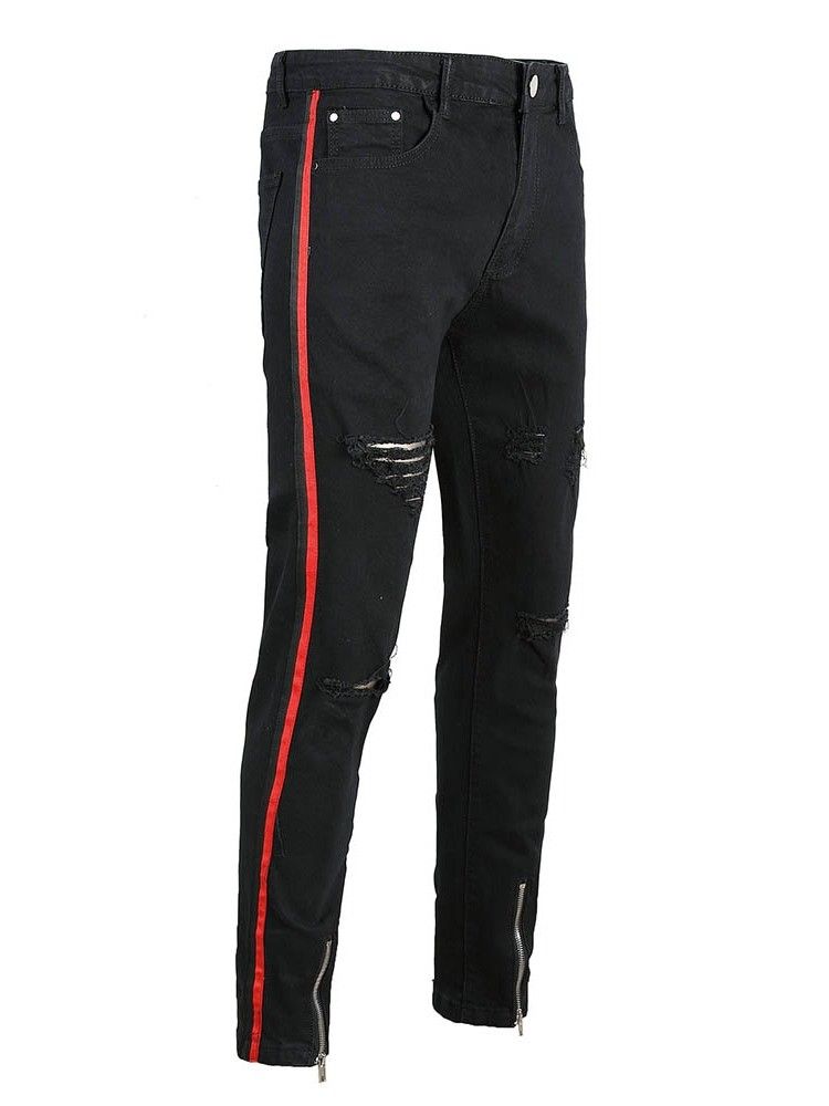Rak Dragkedja För Män Casual Jeans