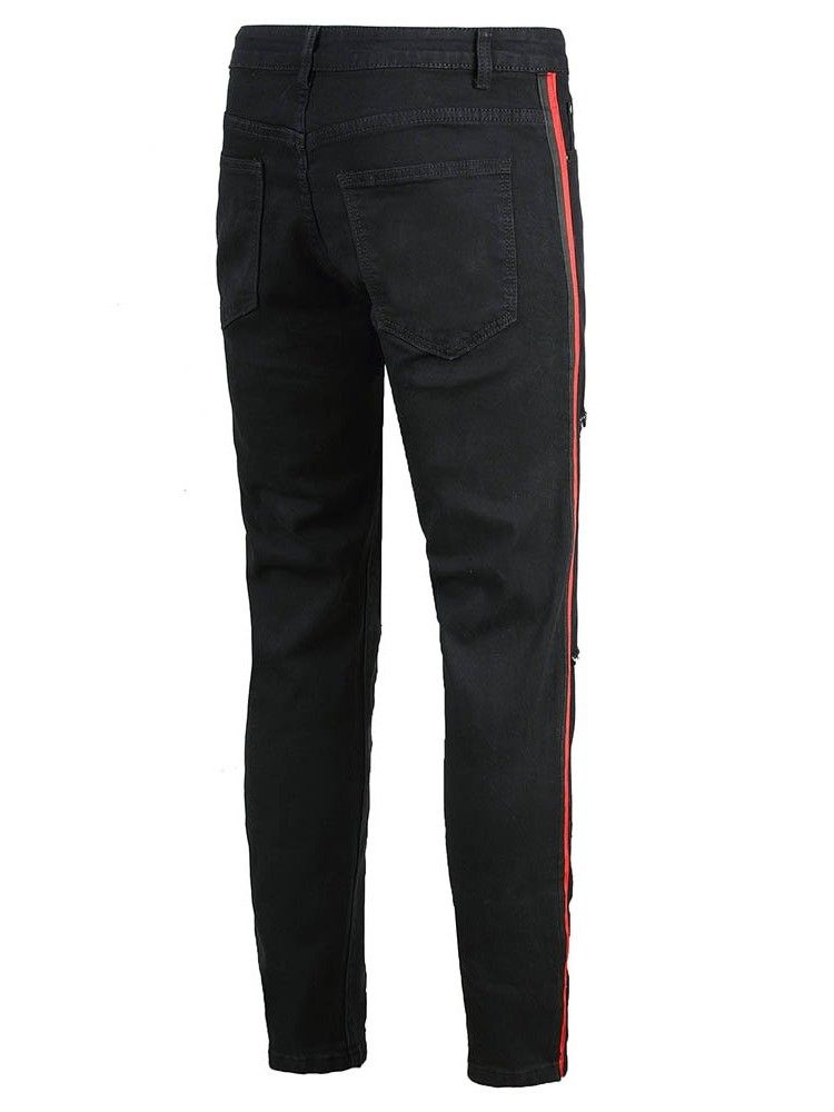 Rak Dragkedja För Män Casual Jeans