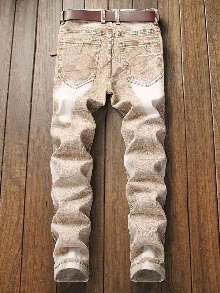 Rak Dragkedja För Män Casual Jeans
