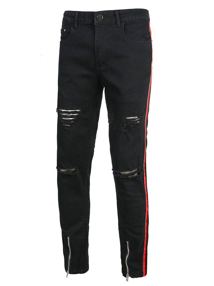 Rak Dragkedja För Män Casual Jeans