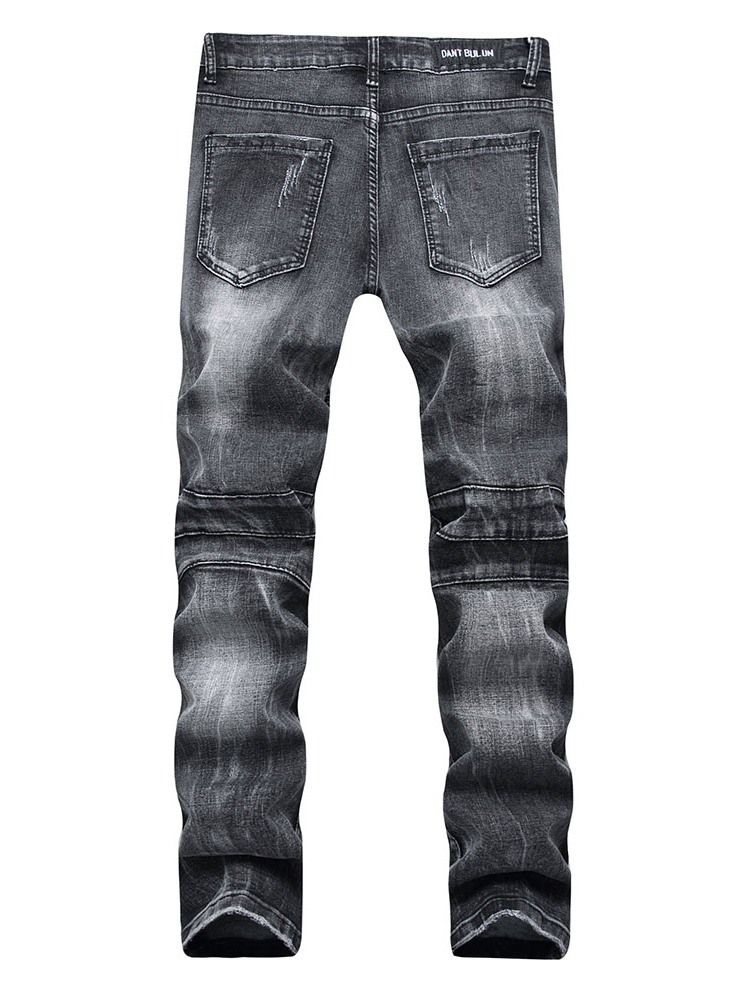 Rak Dragkedja Mikroelastiska Casual Jeans För Män