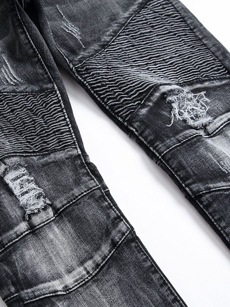 Rak Dragkedja Mikroelastiska Casual Jeans För Män