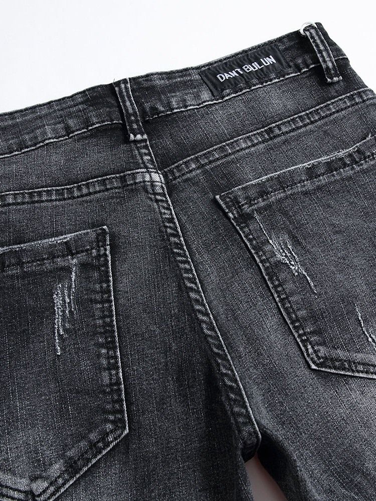 Rak Dragkedja Mikroelastiska Casual Jeans För Män
