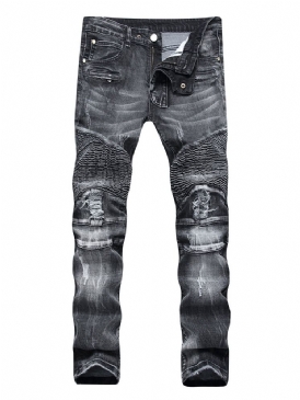 Rak Dragkedja Mikroelastiska Casual Jeans För Män