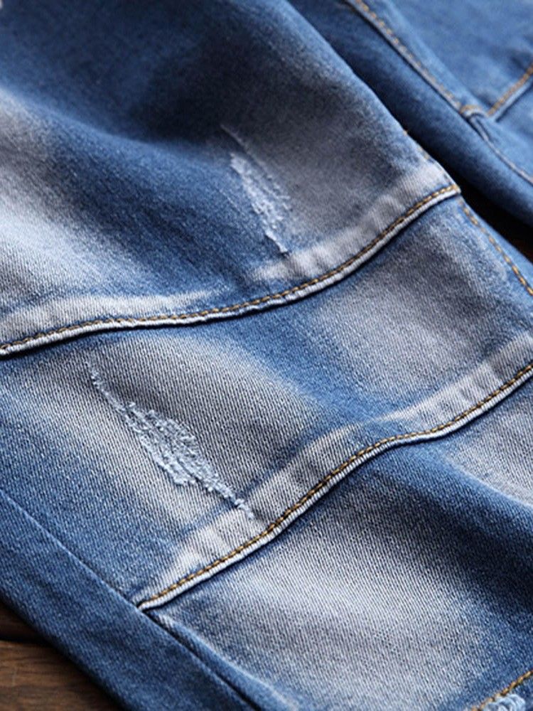 Rak Ficka Casual Zipper Slim Jeans För Män