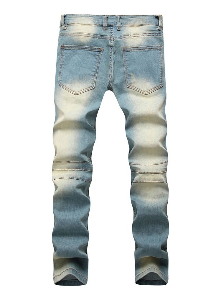 Rak Ficka European Zipper Jeans För Män