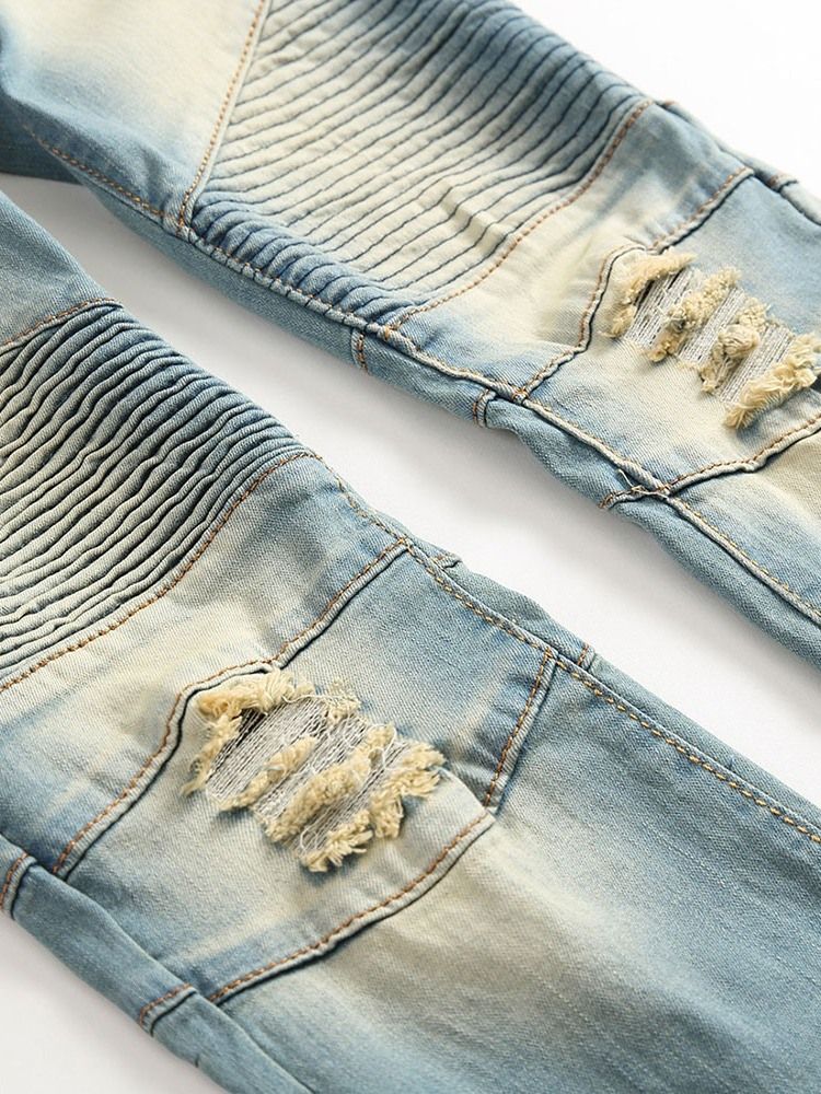 Rak Ficka European Zipper Jeans För Män