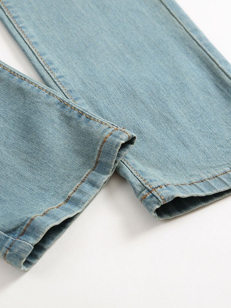 Rak Ficka European Zipper Jeans För Män