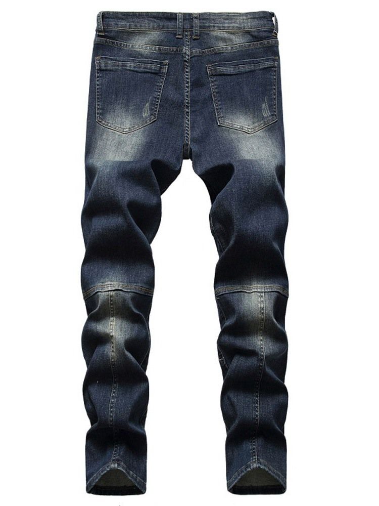 Rak Patchwork Dragkedja Europeiska Herrjeans