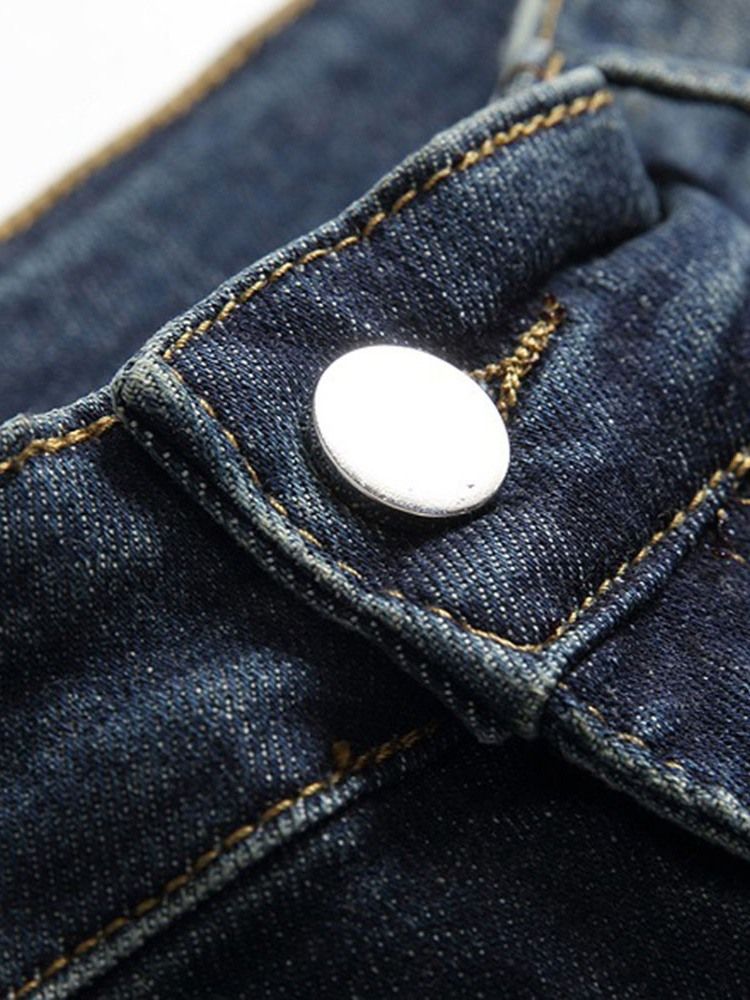 Rak Patchwork Dragkedja Europeiska Herrjeans