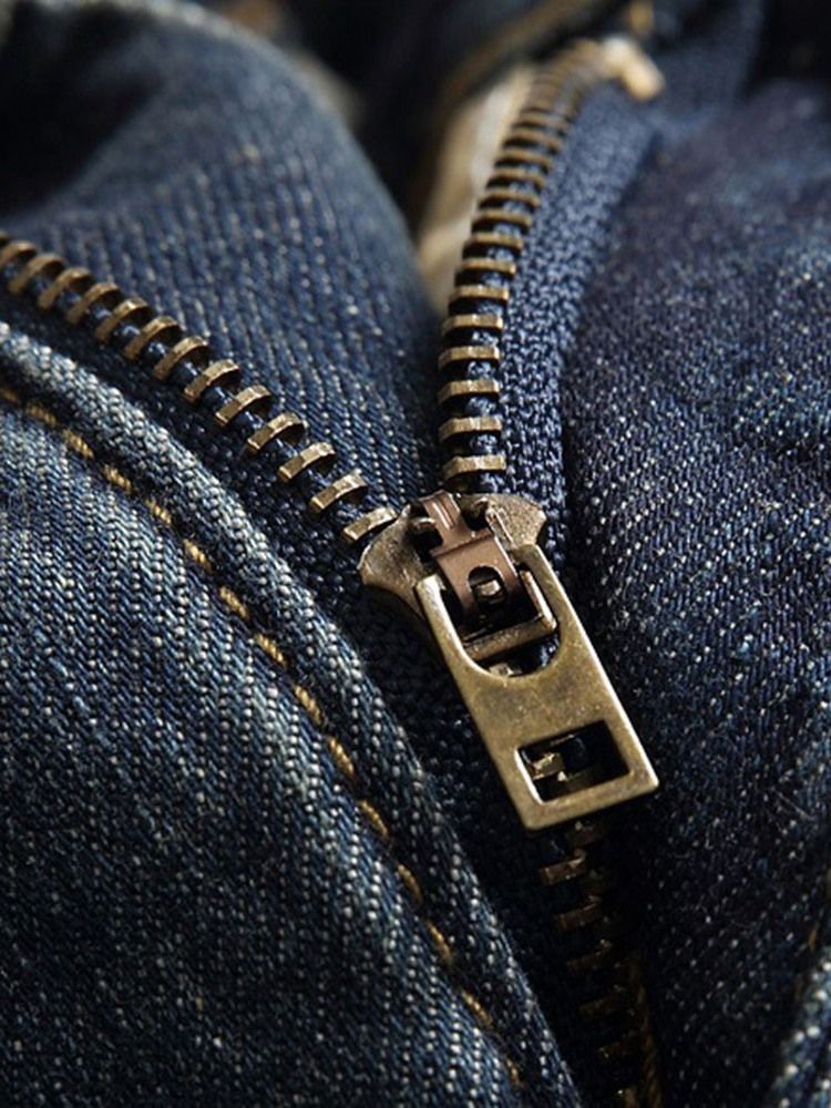 Rak Patchwork Dragkedja Europeiska Herrjeans