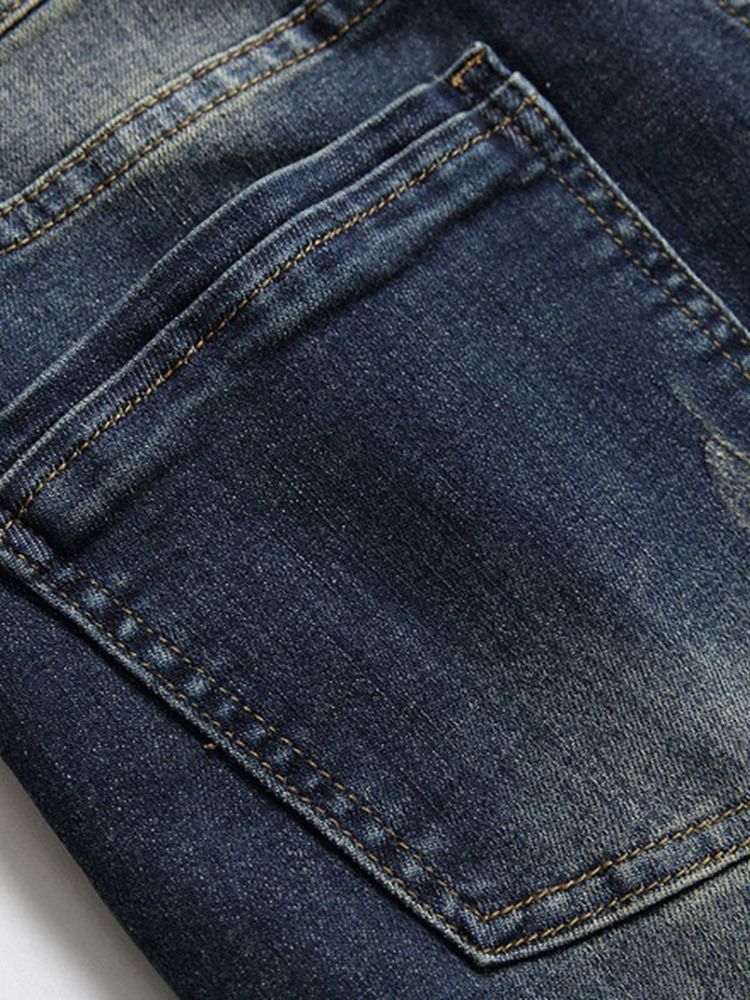 Rak Patchwork Dragkedja Europeiska Herrjeans