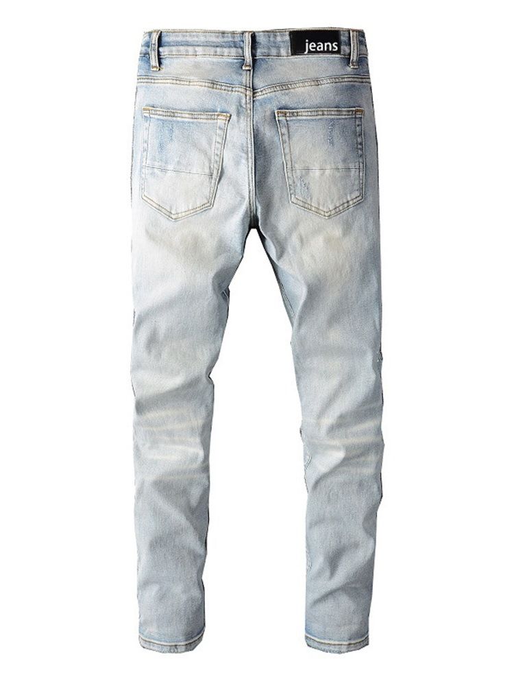 Rak Slitna Europeiska Mellan Midja Casual Jeans