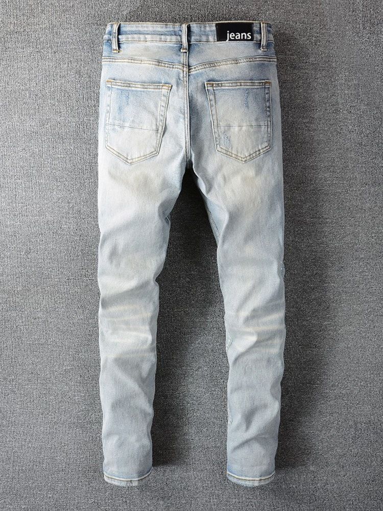 Rak Slitna Europeiska Mellan Midja Casual Jeans