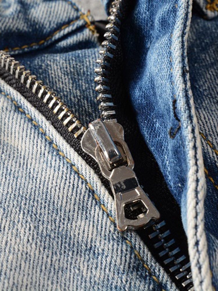 Rak Slitna Europeiska Mellan Midja Casual Jeans