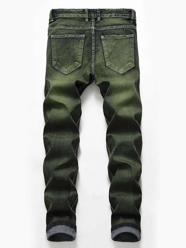 Rak Slitna Jeans Med Dragkedja I Mitten Av Midjan