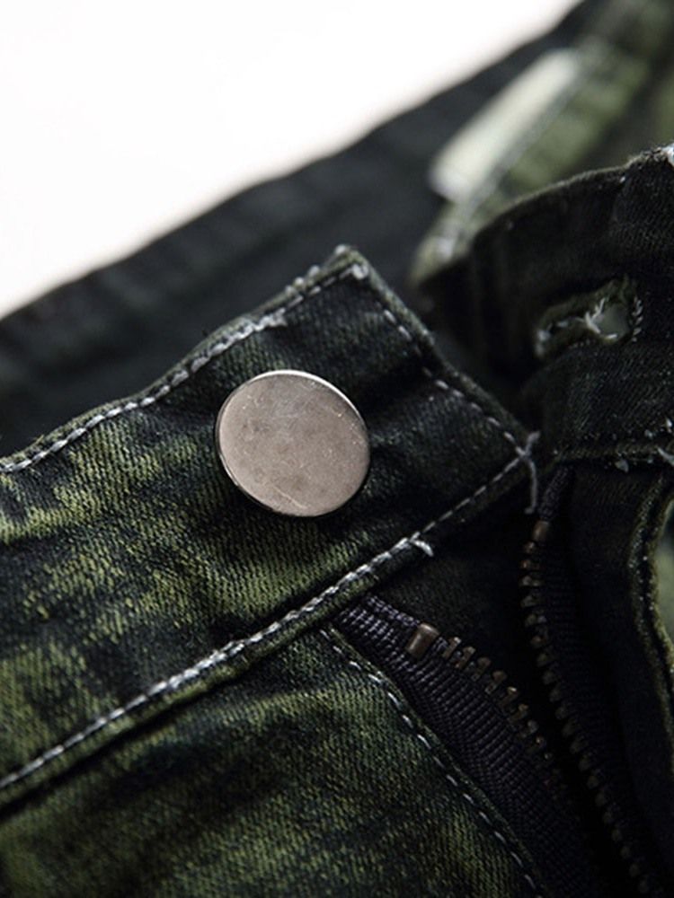 Rak Slitna Jeans Med Dragkedja I Mitten Av Midjan