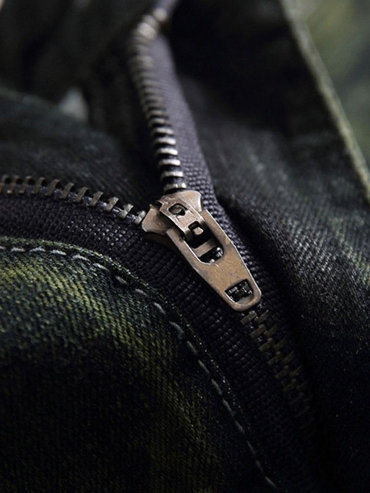 Rak Slitna Jeans Med Dragkedja I Mitten Av Midjan