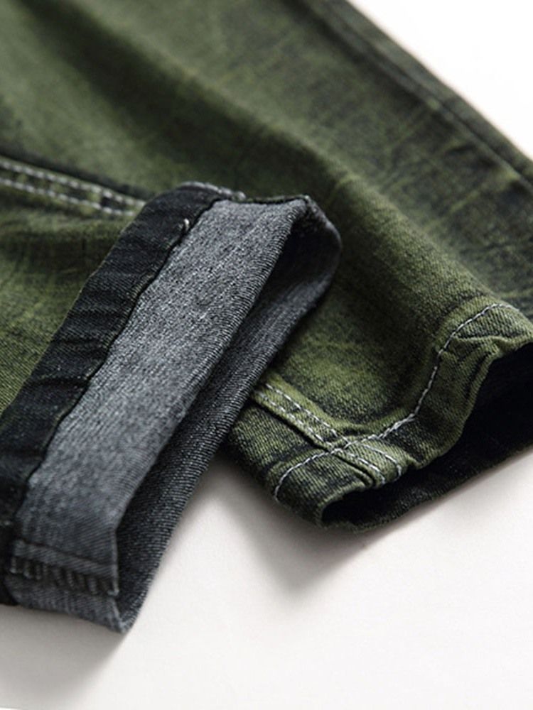 Rak Slitna Jeans Med Dragkedja I Mitten Av Midjan