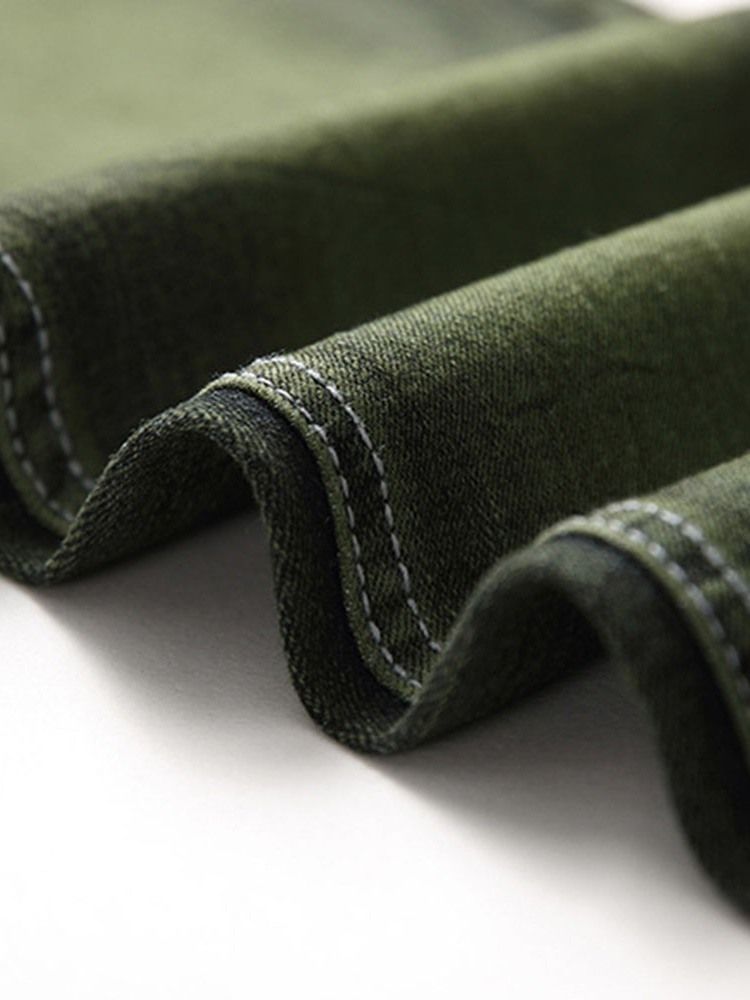 Rak Slitna Jeans Med Dragkedja I Mitten Av Midjan